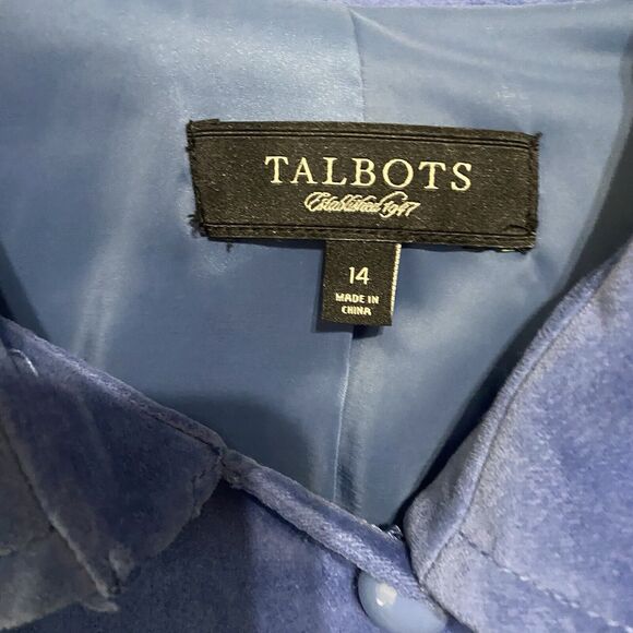 Talbots Velour Peplum Jacket Blazer Women Sz 14 Blue Pockets Lined Career Casual - Picture 4 of 7